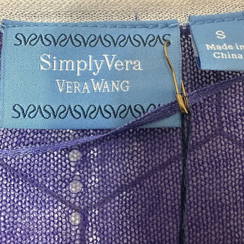 Simply Vera Vera Wang Purple Colorblock Knit Cardigan Sweater Womens Small NWT